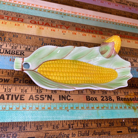 VINTAGE Norleans Individual Corn Cob Dish Server plate salt shaker Japan 2 Set - Picture 8 of 9